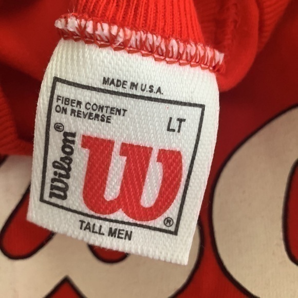 Vintage Wilson Athletic Wear Red White T Shirt Size Large Tall - Picture 7 of 8